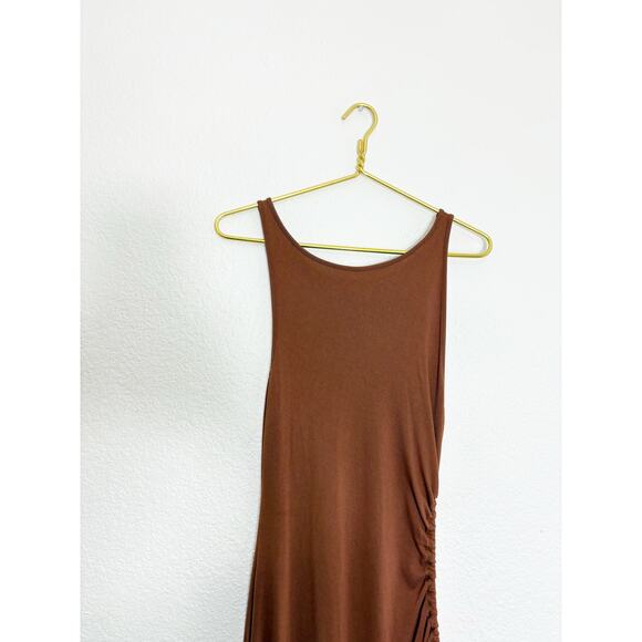 L Space Tiana Maxi Dress Size Large Coffee Tan Cut Out Side Stretch Quiet Luxury - Picture 4 of 13